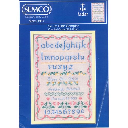 Anchor Birth Sampler Cross Stitch Chart