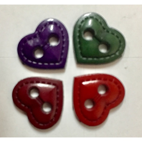 Button - 12mm Heart Assorted Colours