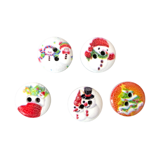Button - 15mm Christmas Mixed