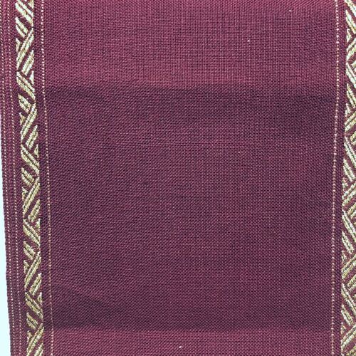 Linen Band - 20cm Burgundy with Gold Trim