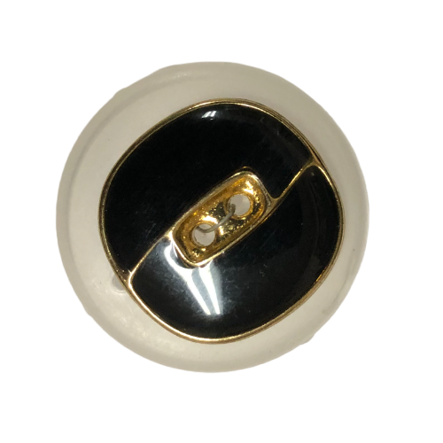 Button - 22mm 2 Hole Black and Gold