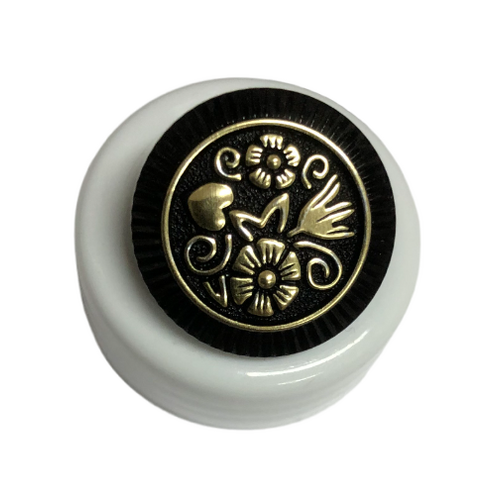 Button - 22mm Black Gold Flower