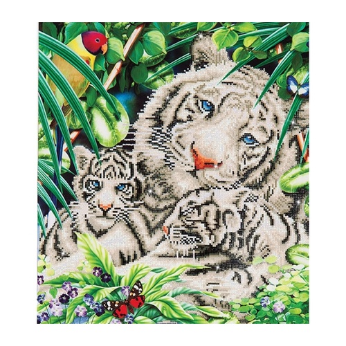 DIAMOND DOTZ KIT | WHITE TIGER & CUBS | 52 x 52 CM | DD10.006 | 5D DIAMOND ART