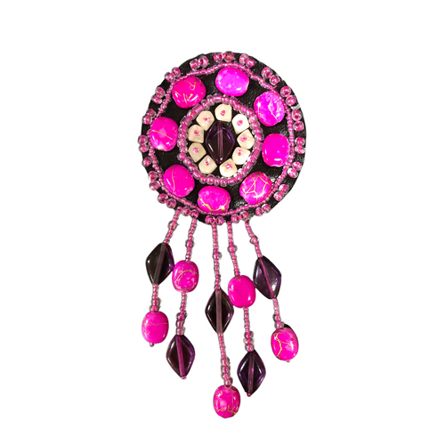 Beaded Brooch - Pink