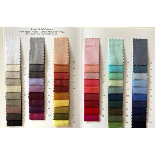 Fabric - 100% Linen Solid Colours -135cm wide - 