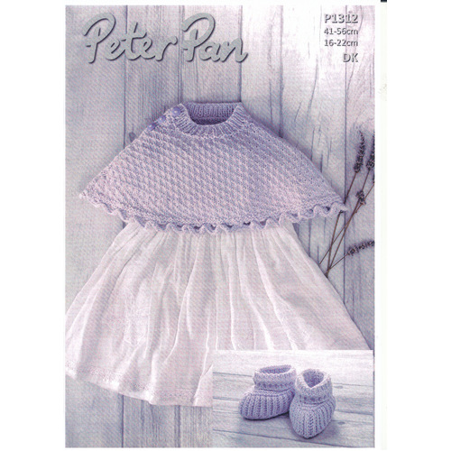 P1312 - Peter Pan Pattern Poncho and Bootees