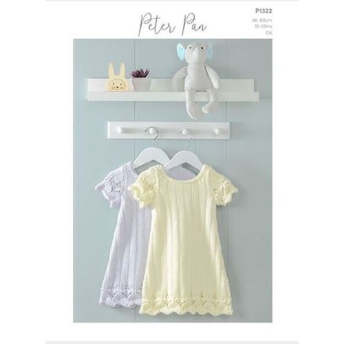 P1322 - Dress in Peter Pan Baby Cotton 8 Ply/DK Pattern