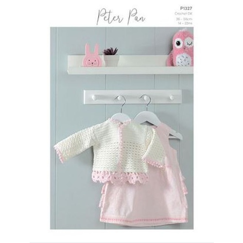 P1327 Crochet Jacket in Peter Pan Baby Cotton 8 Ply/DK