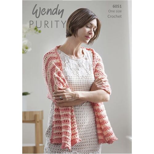 Wendy Purity Crochet Wave Shawl 6051