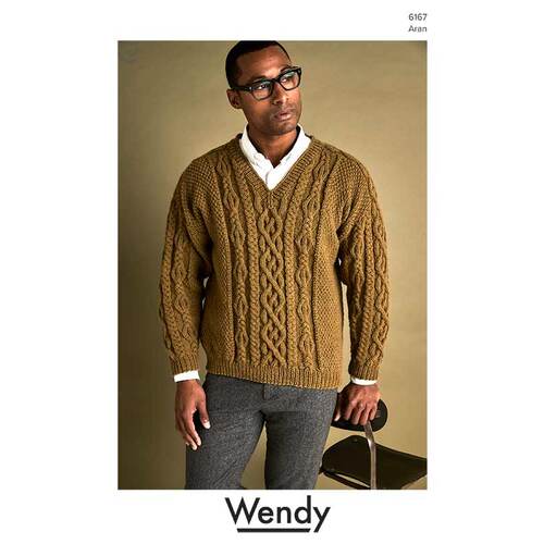 #6167 - Aran Sweater  in Wendy Pure Wool 