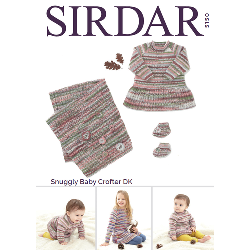5150 Dress, Bootee's & Blanket in Snuggly Baby Crofter DK Pattern