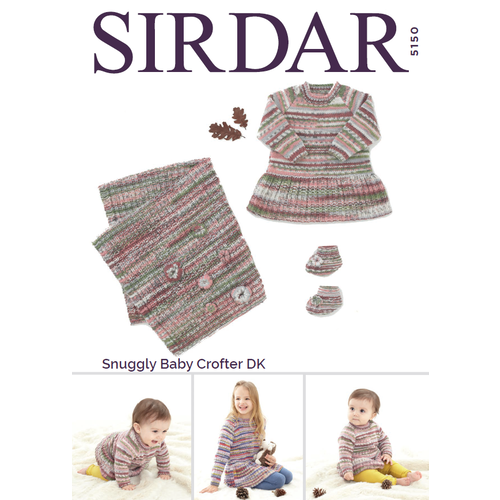 5150 - Dress, Bootee's & Blanket in Snuggly Baby Crofter DK Pattern