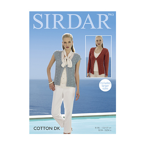 7913 Sirdar Cotton DK Cardigan & Waistcoat