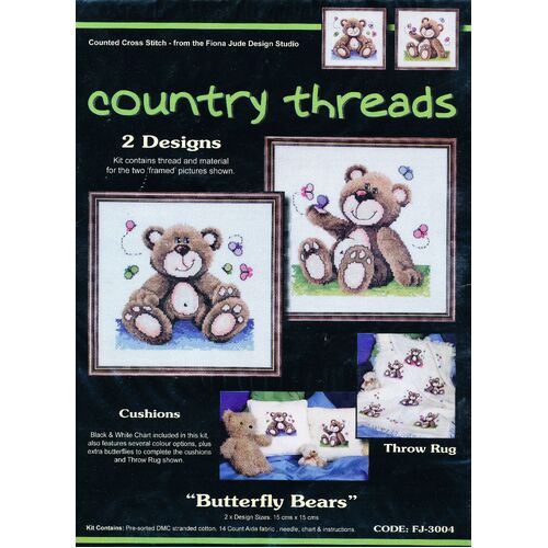 Country Threads "Butterfly Bears" Cross Stitch Kit