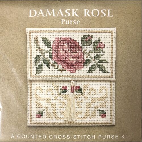 Cross Stitch Kit - Damask Rose Purse
