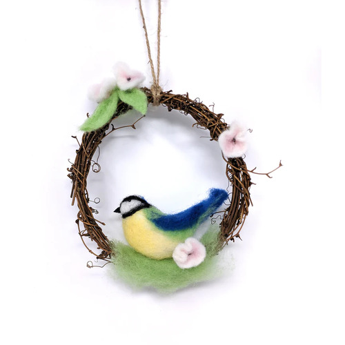 Spring Blue Tit Wreath Needle Felting Kit