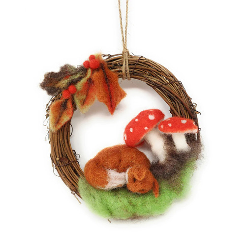 Autumn Fox Wreath Needle Felting Kit