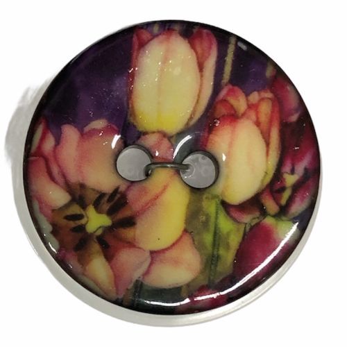 Button - 40mm Tulip Flowers
