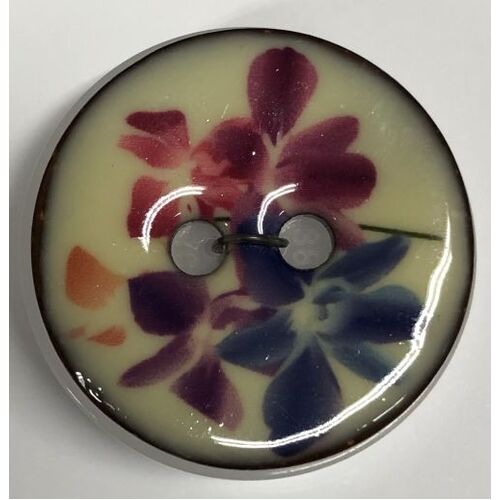 Button - 28mm Purple Flowers