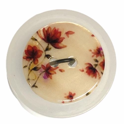 Button - 18mm Red Daisies