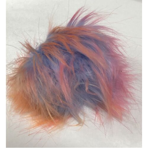 Faux Fur Pom Poms - 10cm Multi Blue/Orange/Pink