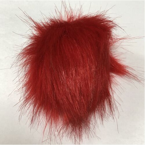 Faux Fur Pom Poms - 10cm Red