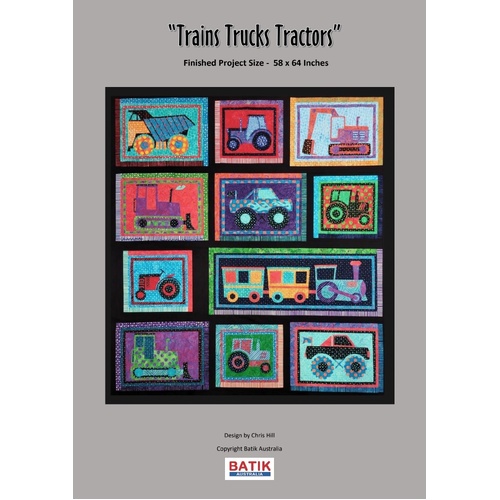 Trains, Trucks, Tractors — Appliqué Quilt Pattern