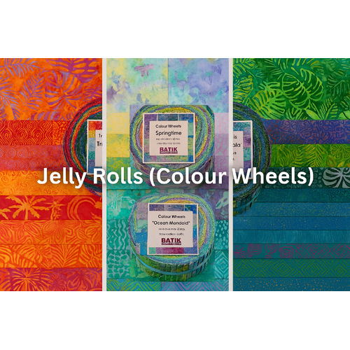 Jelly Rolls (Colour Wheels) — 2.5" Batik Fabric Strip Rolls