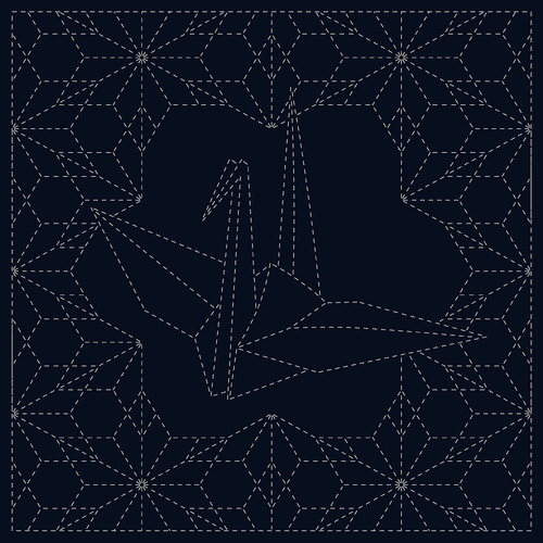 Sashiko Printed Cloth Ori-Zuru 12"x12"