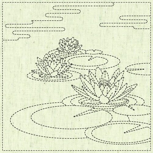 Sashiko Printed Cloth "Water Lily"