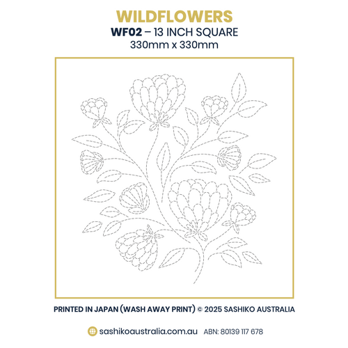 Wildflower Chrysanthemum Sashiko Panel