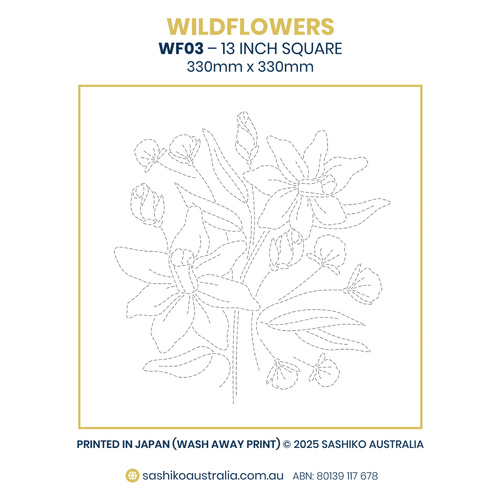 Wildflower Daffodil Bouquet Sashiko Panel WF03