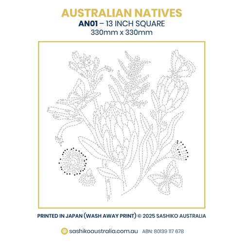 Australian Native Flowers – AN01 Sashiko Panel