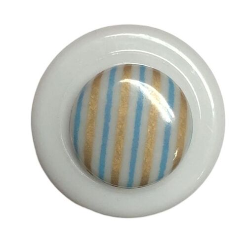 Button - 15mm White/Bl/Gold