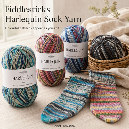 Fiddlesticks Harlequin 4 Ply Sock Yarn 50g