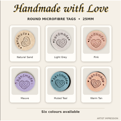 Round Microfibre Handmade Tags 25mm
