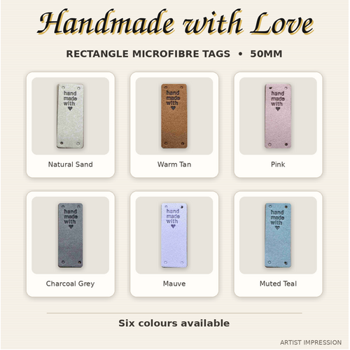 Rectangle Microfibre Handmade Tag 50mm