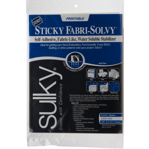 Sulky Sticky Fabri-Solvy Stabilizer - White - 8.5'' x 11'' Pkg. (12 Sheets)