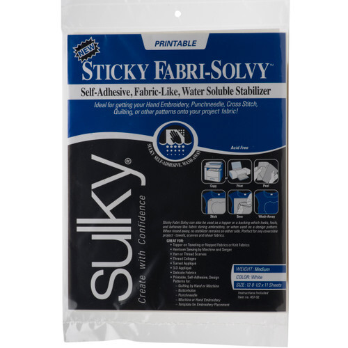 Sulky Sticky Fabri-Solvy Stabilizer - White - 8.5'' x 11''  - Per Sheet
