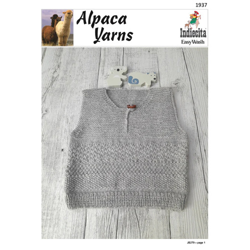 1937 - Alpaca Yarns Indiecita Easy Wash Baby Vest Knitting Pattern