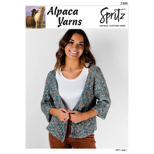 2309 - Alpaca Yarns Spritz Throw Over Cardigan Knitting Pattern