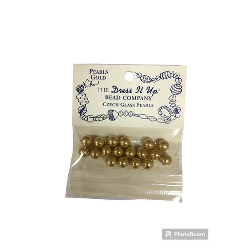 Beads - Czech Glass Pearls Gold