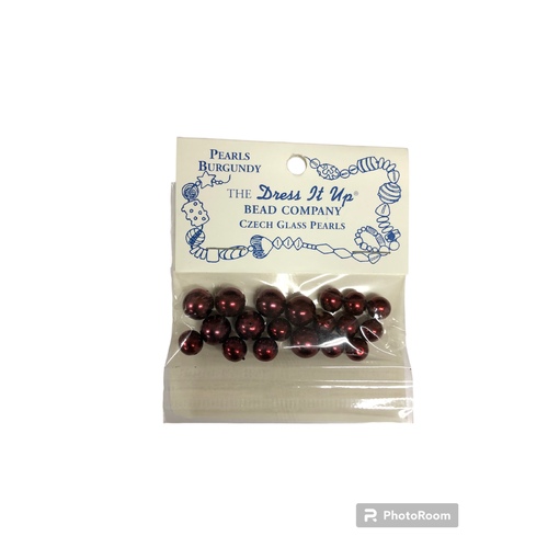 Beads - Czech Glass Pearls Burgundy