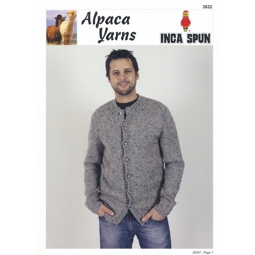 JS097 - Inca Spun 10 Ply Man's Rib Cardigan 2622