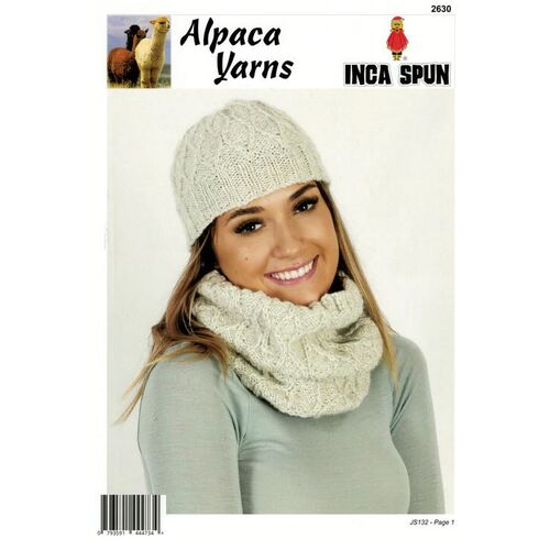 2630 - Inca Spun Worsted/Tweed - Diamond Hat and Cowl
