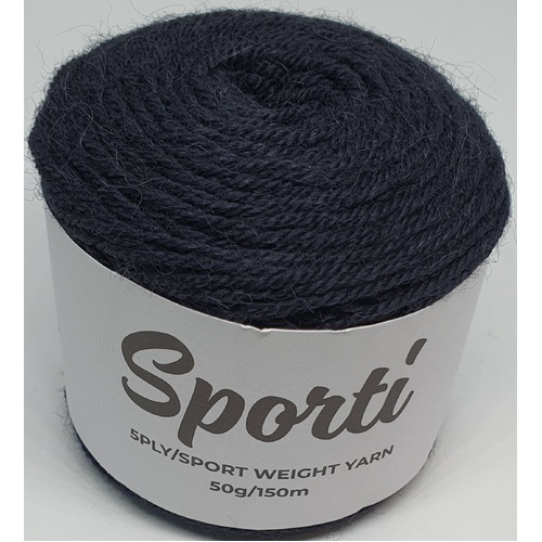 Alpaca Yarns - Sporti 5 Ply Sport Weight Yarn Colour 1467 Ebony