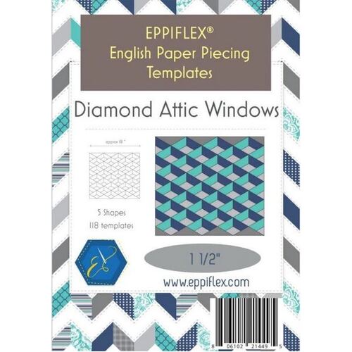 English Paper Piecing Template - Diamond Attic Windows Cushion Kit 1 1/2"