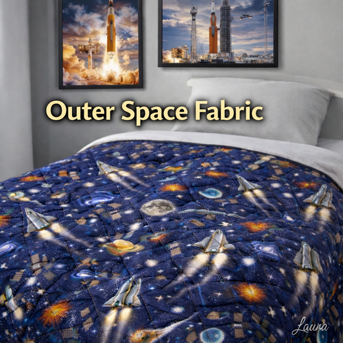 Outer Space Fabric – Space Travel Navy (Col. 102)