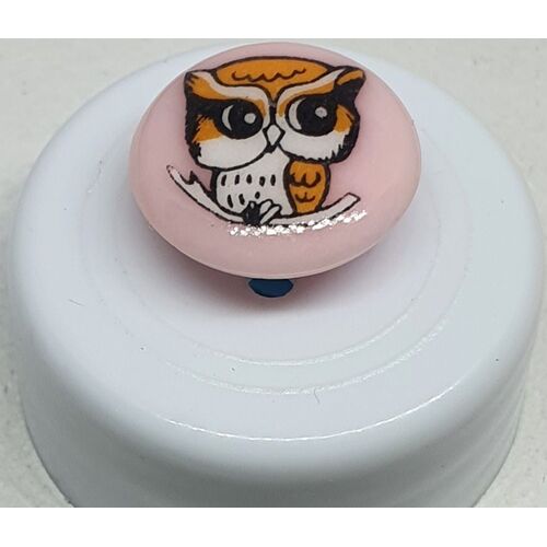 Button - 13mm Pink Owl Shank