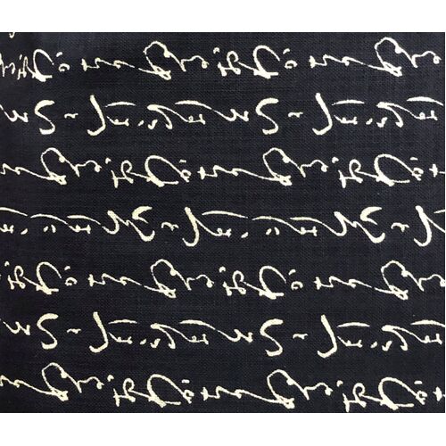 Fabric - Off-White Writing on Navy Background